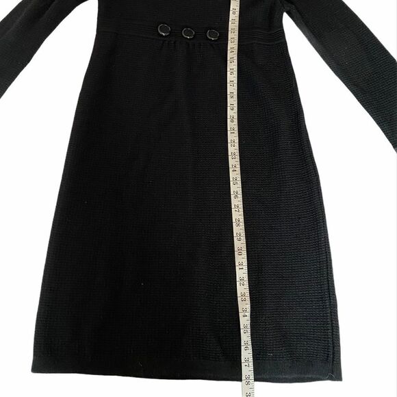 Black Wool Blend Cowl Neck Knit Midi Sweater Dress - Picture 5 of 9